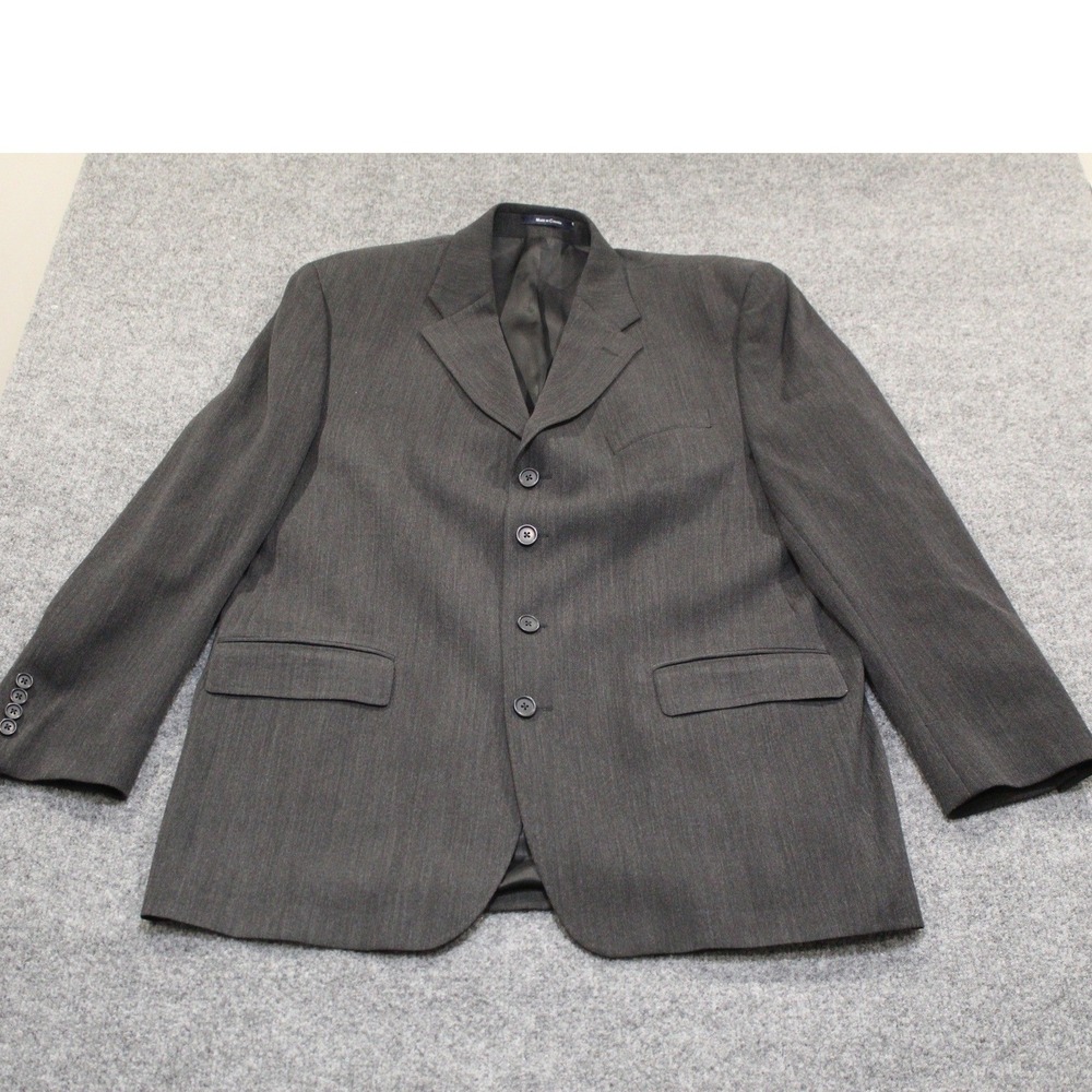 Vintage Ralph Lauren Men's Gray Suit Jacket Blazer 44L Wool Blend 4 Button